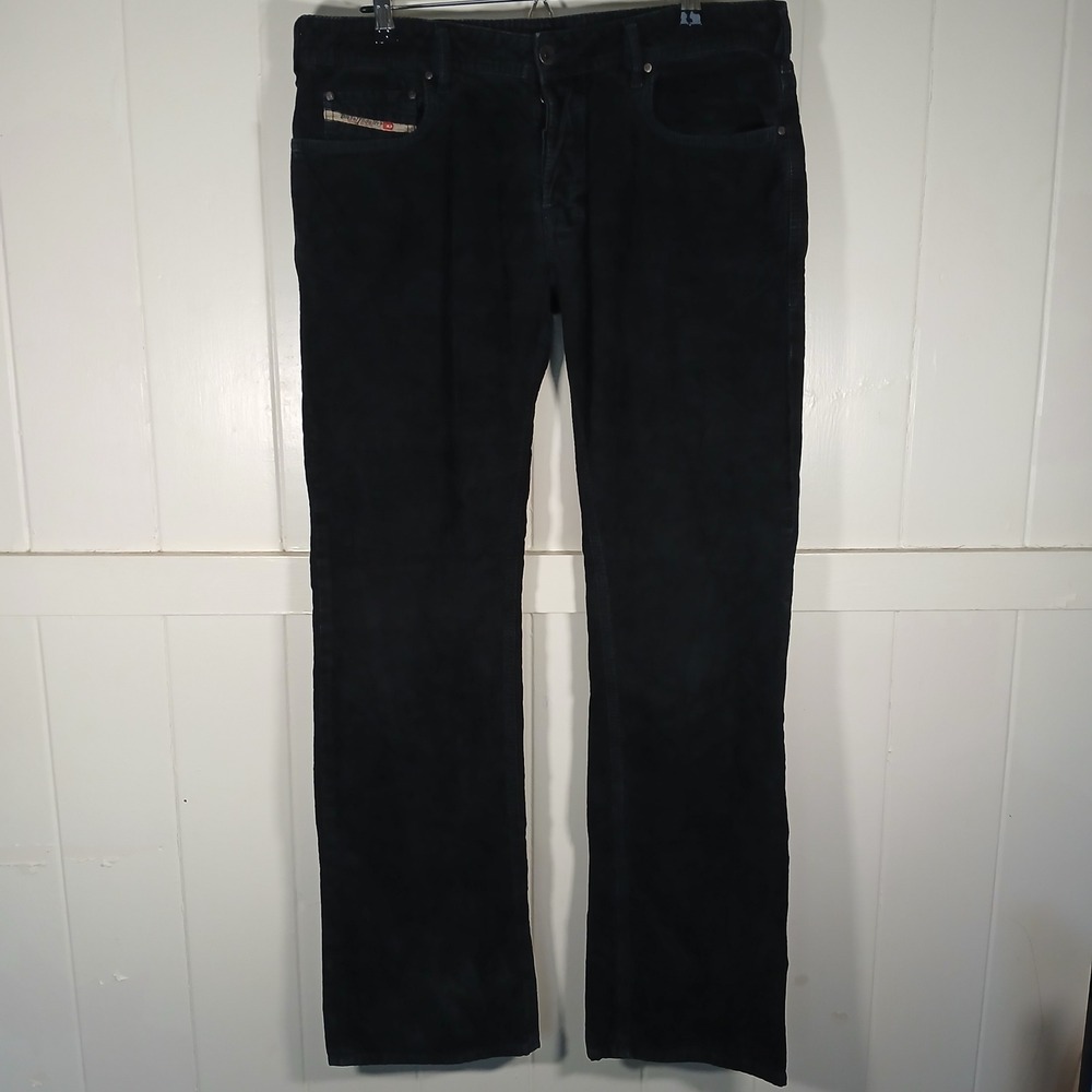 Diesel Zatiny Corduroy Pants Mens 36 x 34 Navy Blue Bootcut Button Fly Tall